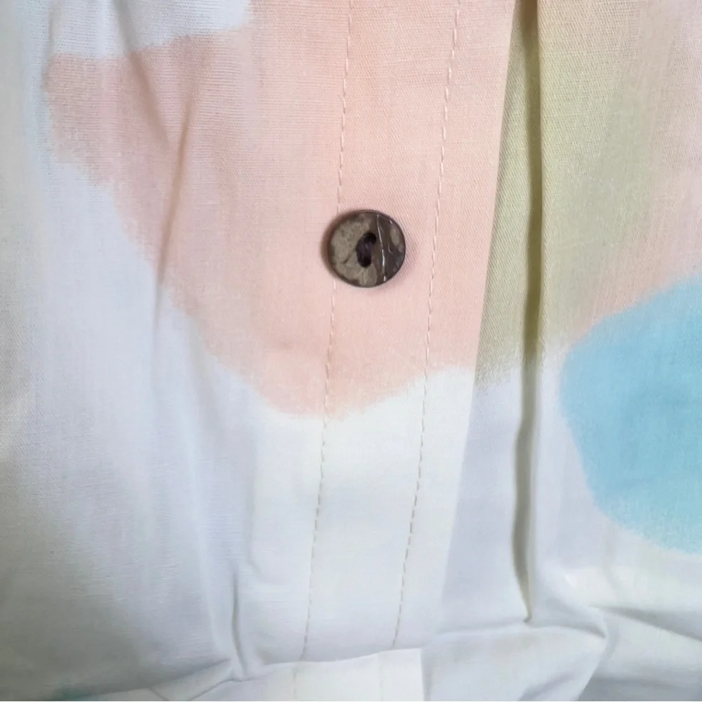 Top Paw Size Large Button Up Shirt “Tie Dye Buttonup” White/Tan/Peach/Tu…